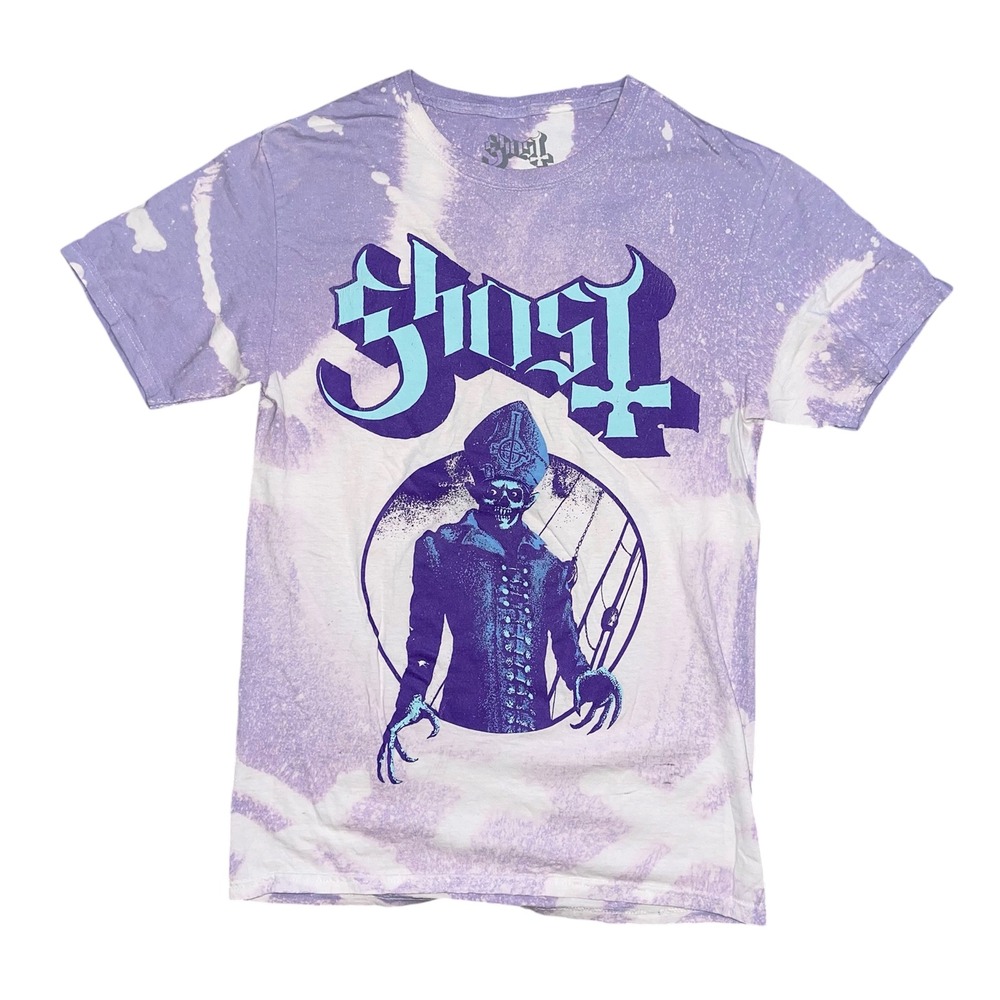 Ghost Band T-Shirt Mens XS Purple Bleach Wash Papa Emeritus Rock Graphic Tee